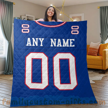Custom Premium Quilt Blanket New York Jersey American Football Personalized Quilt Gifts for Her & Him